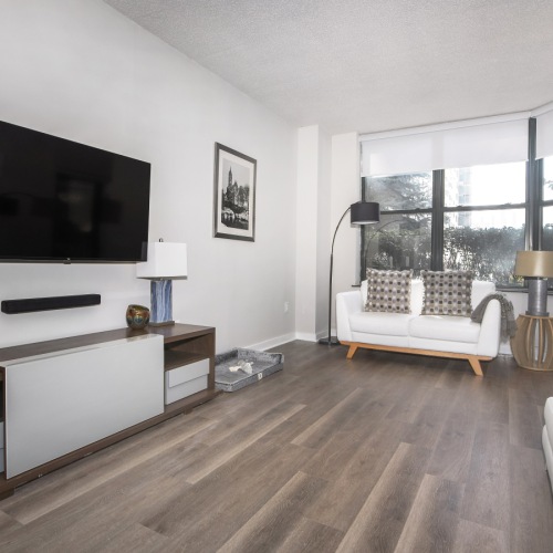 living room with large windows