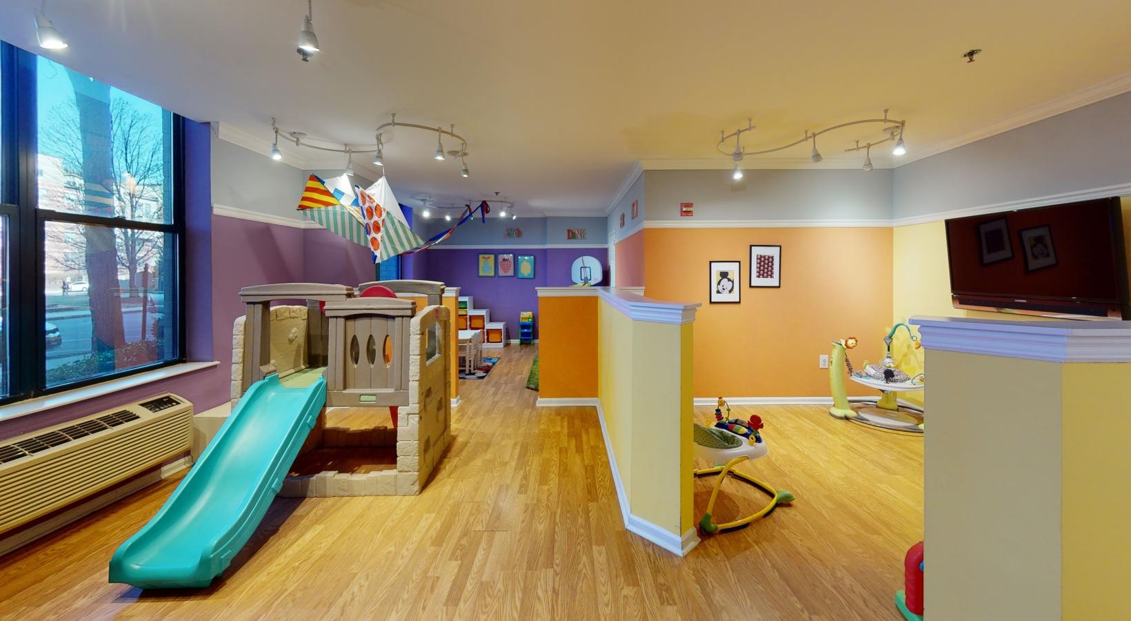 Everything within reach a room with a slide and a slide