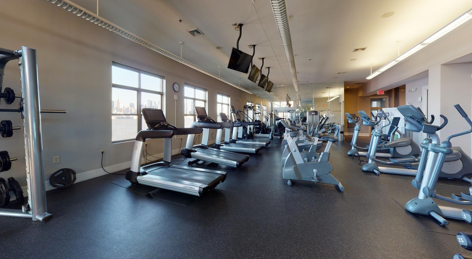 Get your workout on a gym with exercise equipment